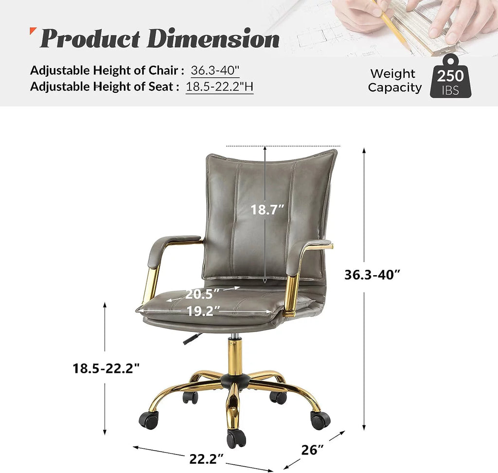 Faux Leather Adjustable Swivel Computer Chair K7764