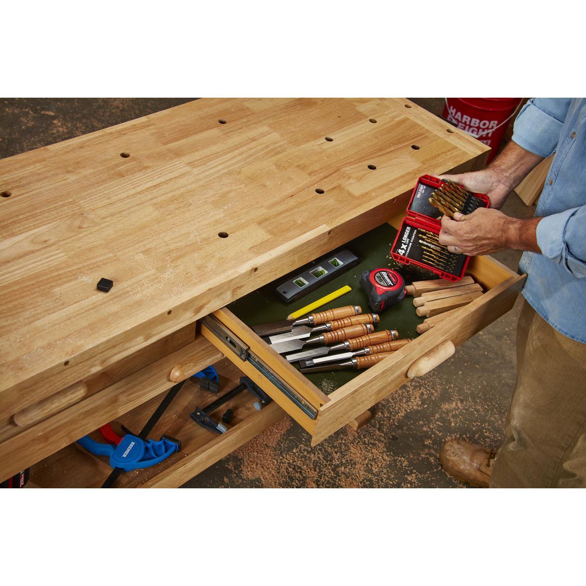 60 in. 3-Drawer Hardwood Workbench P6191