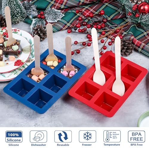 Silicone Hot Chocolate Spoon Molds 2-Pack with 30 Wooden Spoons K165336