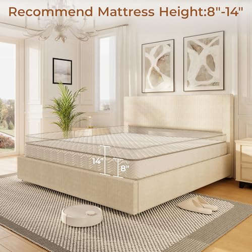 Queen Size Upholstered Platform Bed Frame with 4 Storage Drawers Y88617