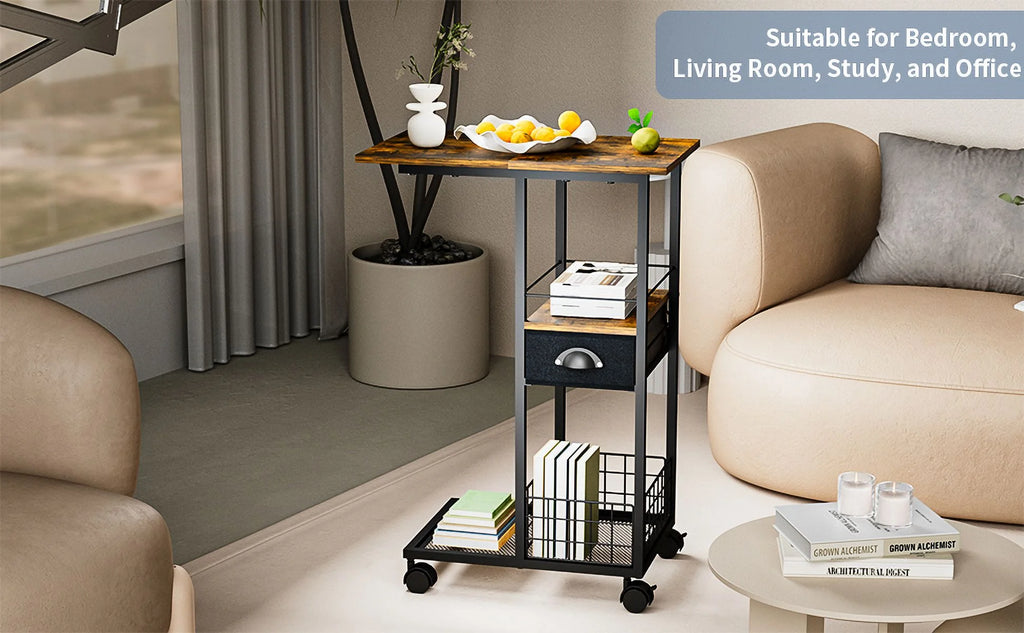 C-Shape Metal End Table with Drawer K1690