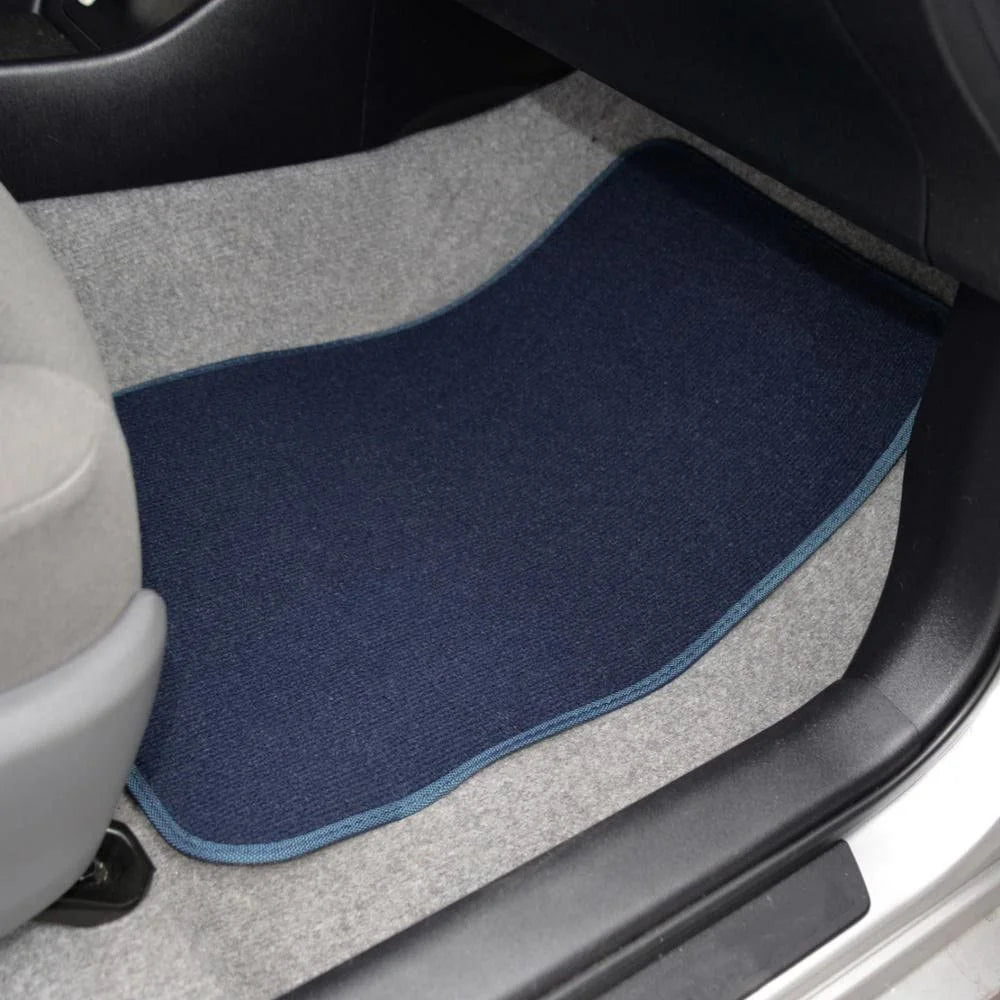 Blue 4PC Set of Carpet Car Floor Mats with Vinyl Heel Pad G97598