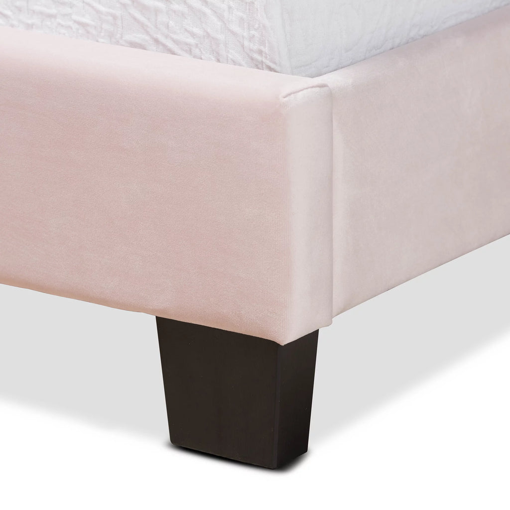Light Pink Velvet Tufted Panel Bed R33806