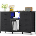 Black 8 Drawer Dresser with LED Lights and Power Outlets Y4970