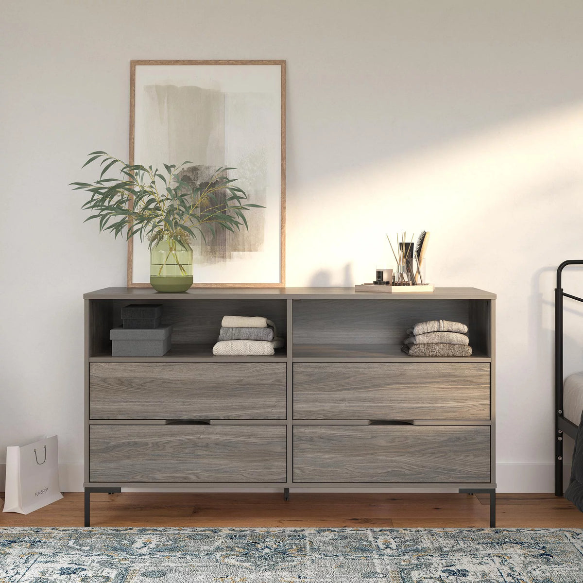 Weathered Oak Wide Dresser S227
