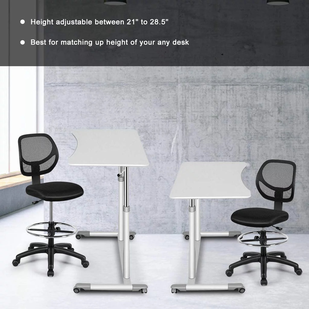Black Mesh Drafting Chair with Footrest Ring K320867