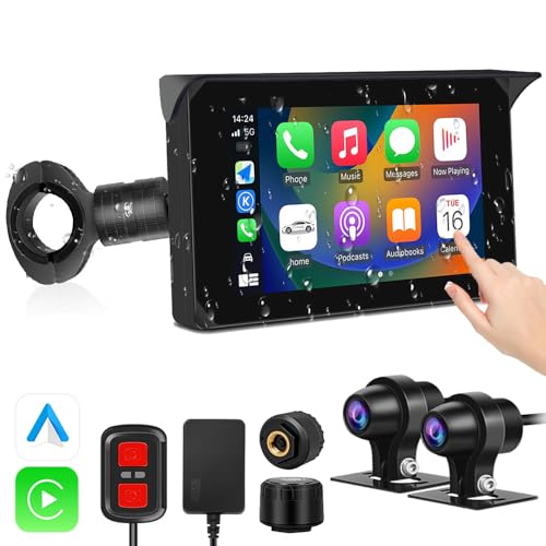 5 Inch Waterproof Motorcycle Carplay Touchscreen Dash Camera D553047