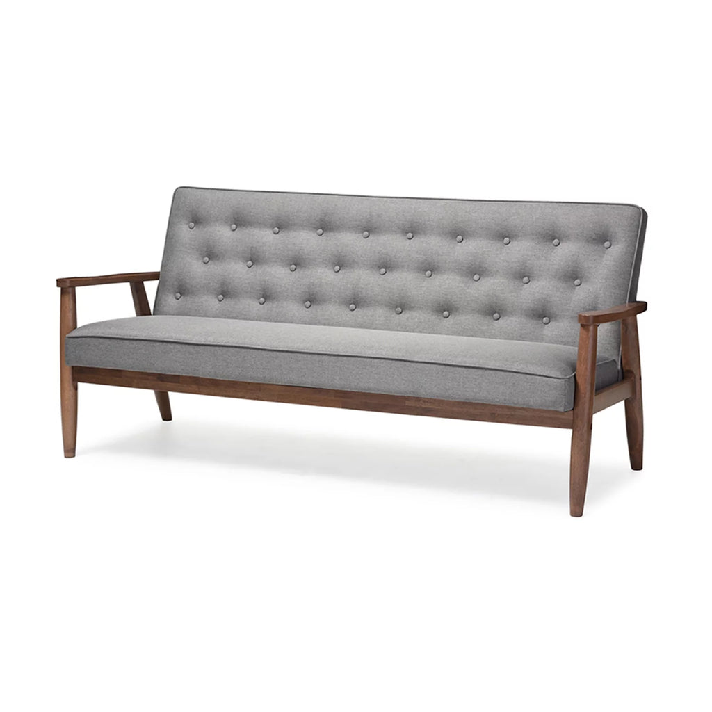 Black Faux Leather Wooden 3-seater Sofa Q67412