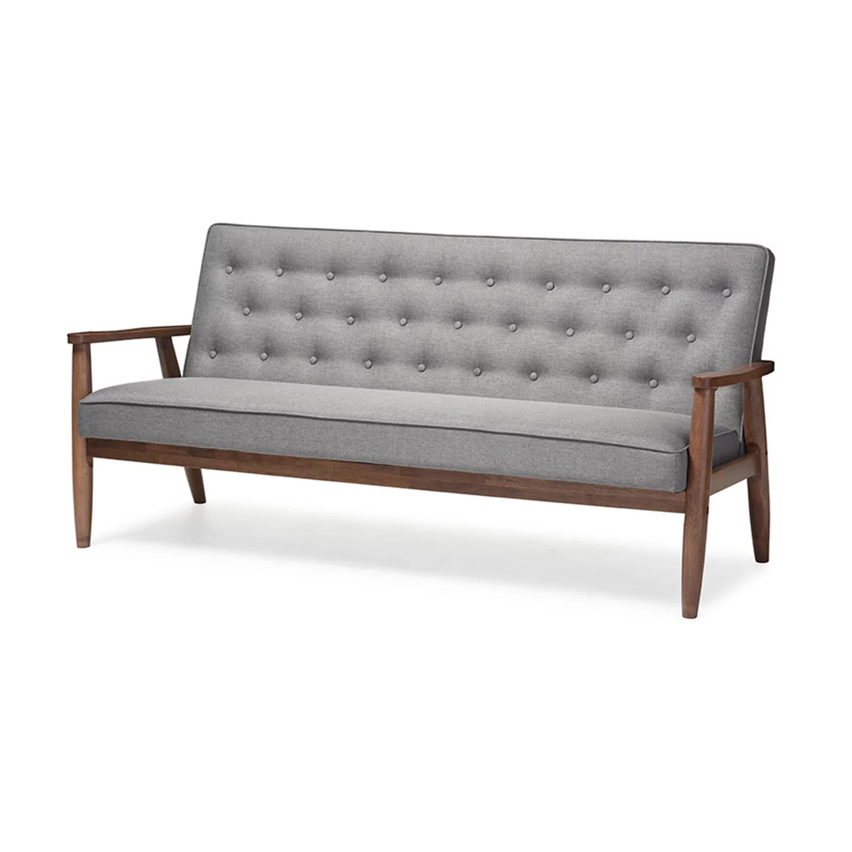 Black Faux Leather Wooden 3-seater Sofa Q67412