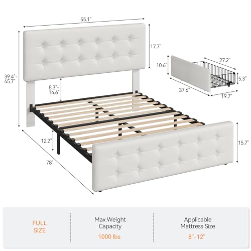 Black Queen Size Faux Leather Upholstered Platform Bed Frame with 4 Storage Drawers and Headboard S140