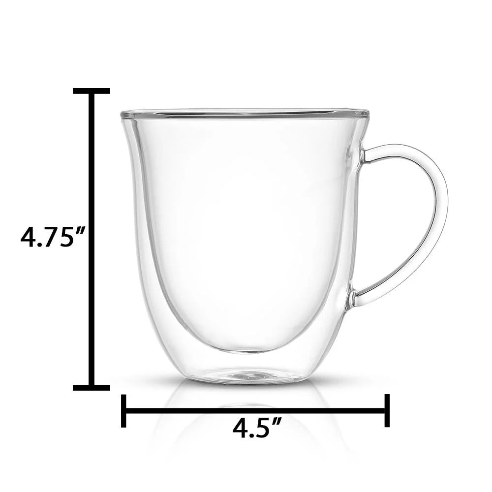 Glass Double Wall Insulated Coffee Mug Set of 2 13.5 oz Z21279