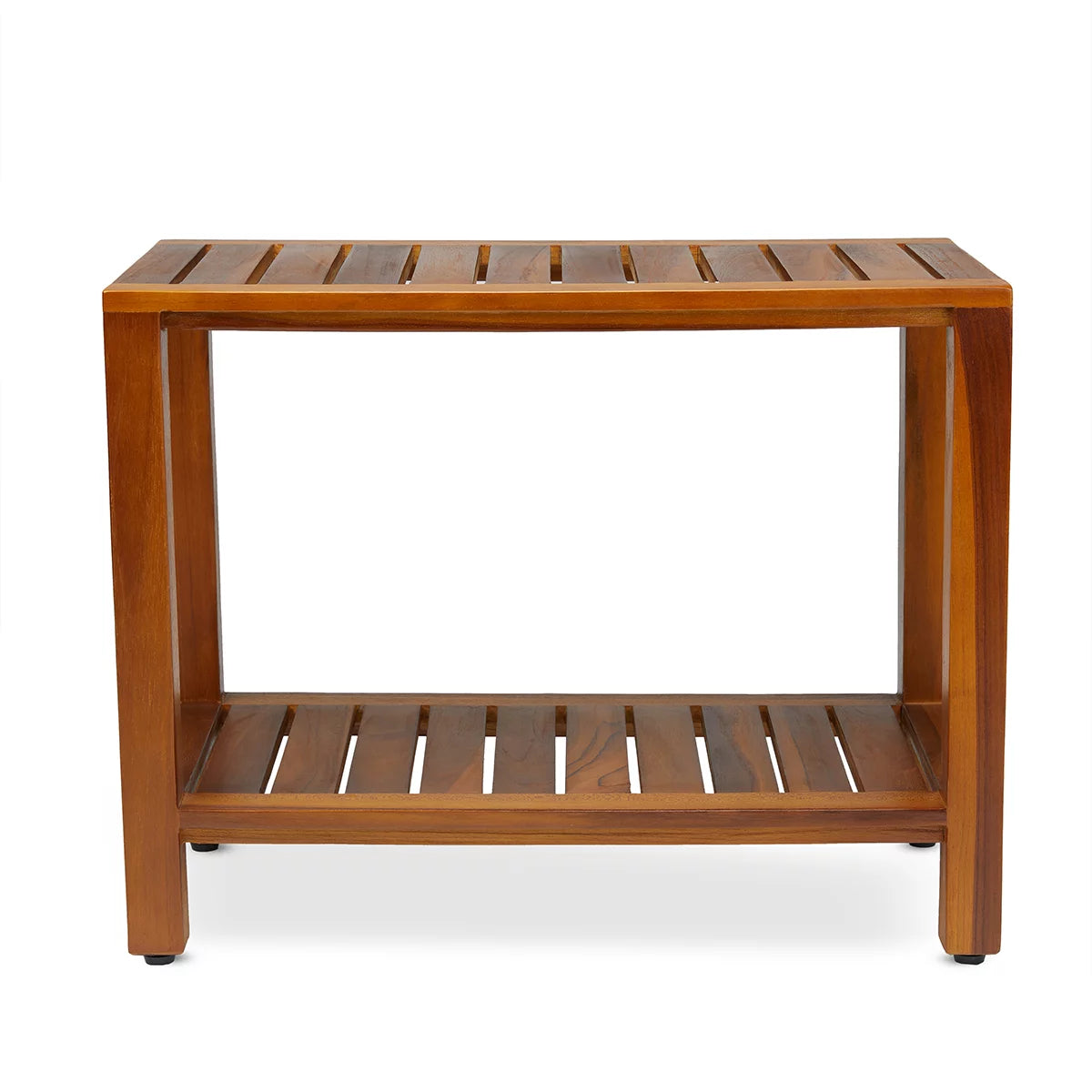 24 Inch Teak Shower Bench with Shelf I662