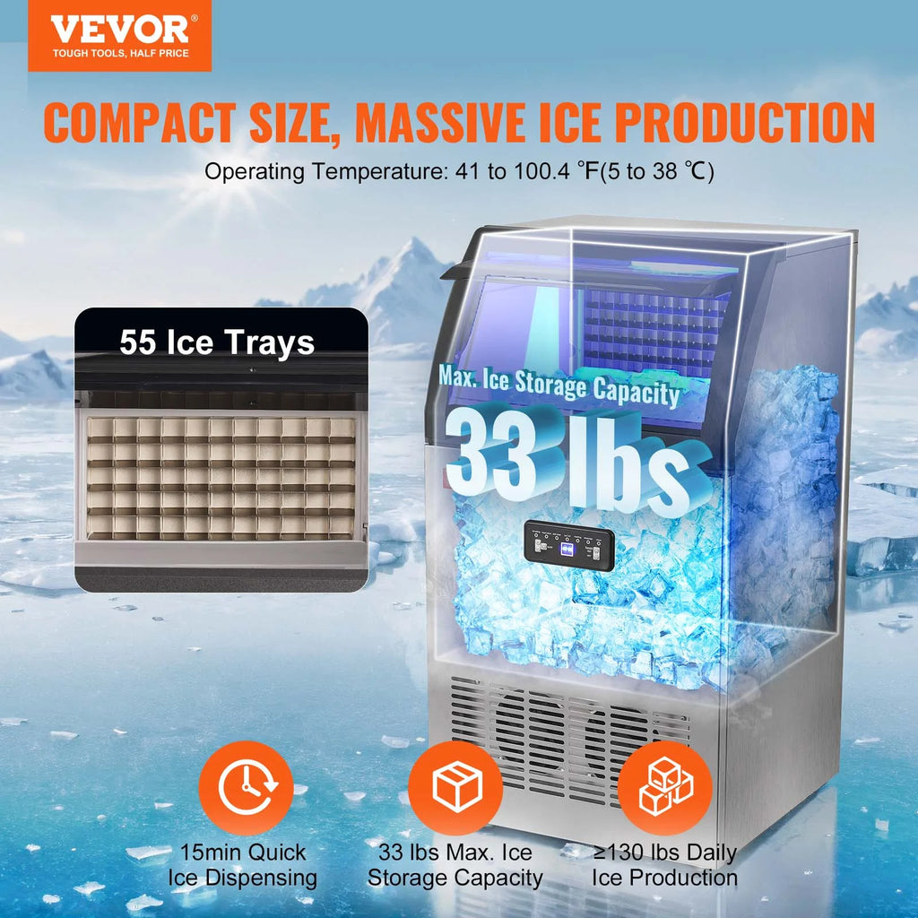 Commercial Ice Maker 120LBS/24H 29LBS Storage S754