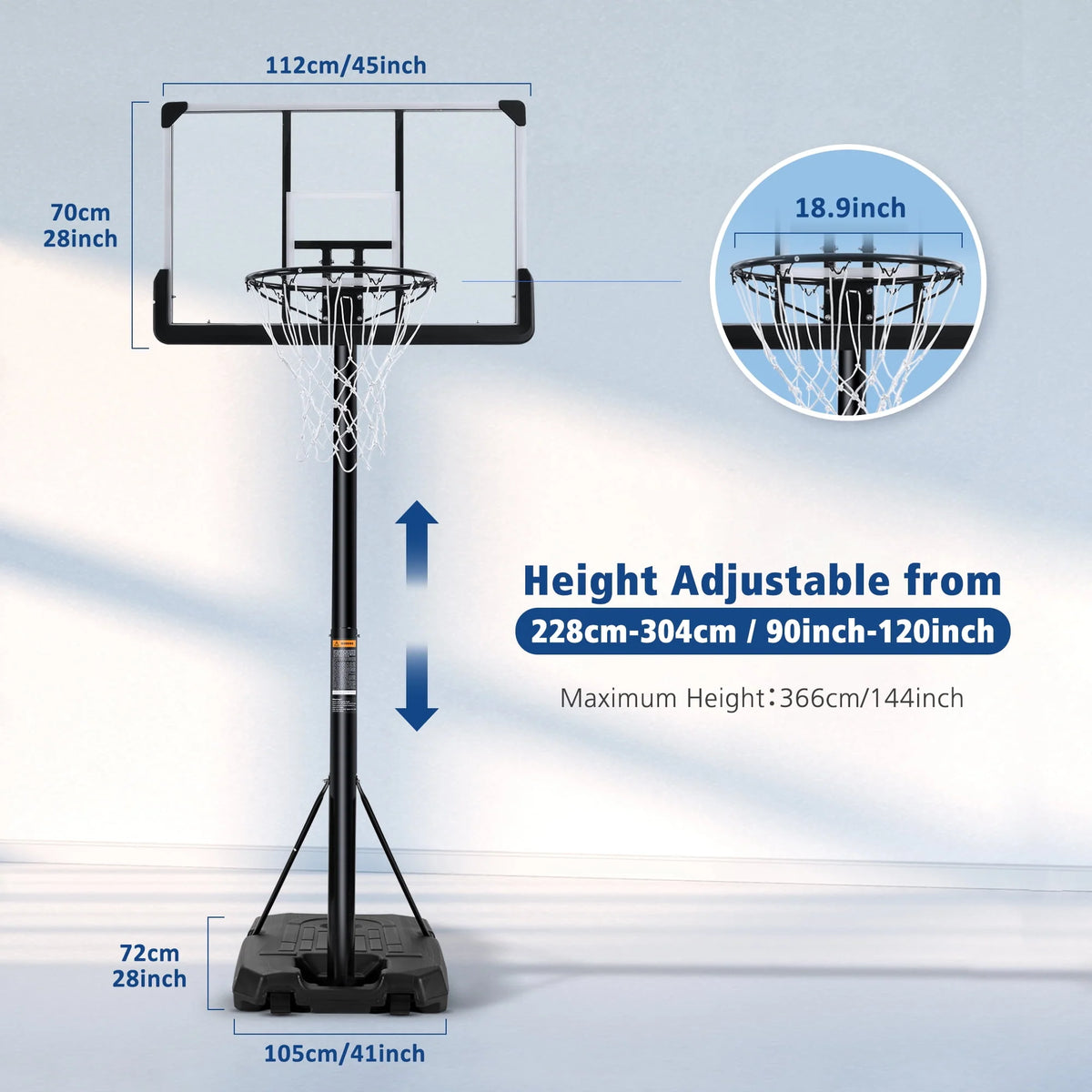 Portable Basketball Hoop with Adjustable Height T9236