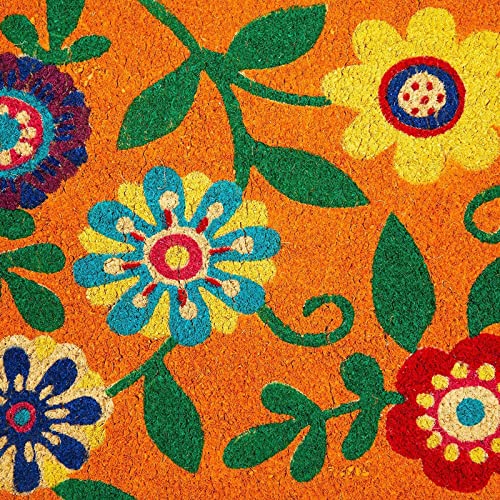 Coir Floral Door Mat 17 x 30 in T709