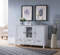 White Wood & Glass Sideboard Buffet Console Table with Drawers S5927