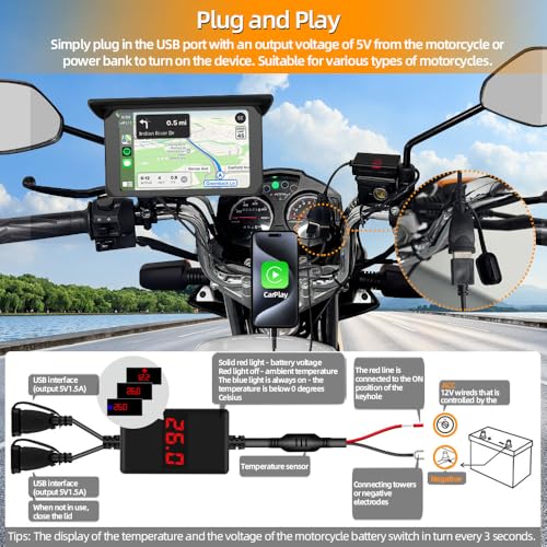 5 Inch Waterproof Motorcycle Carplay Touchscreen Dash Camera D553047