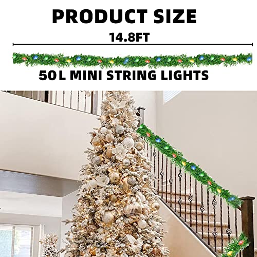 14.8 FT Artificial Christmas Garland with 50 Pre-Lit LED Lights W54590