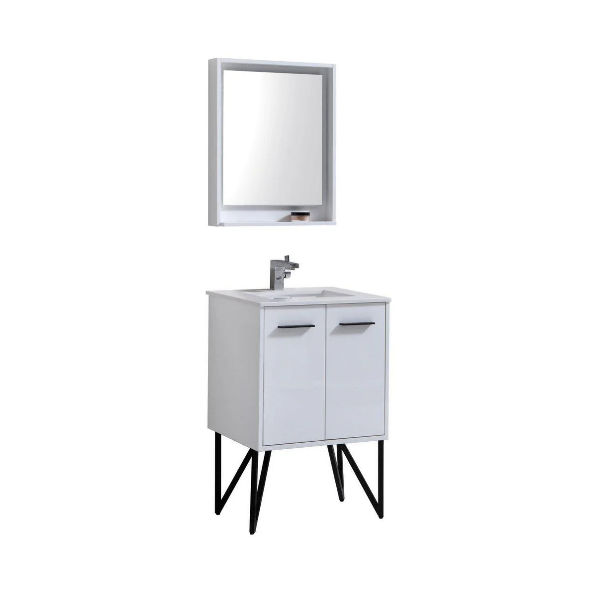 24 in. White Bathroom Vanity with Mirror W215