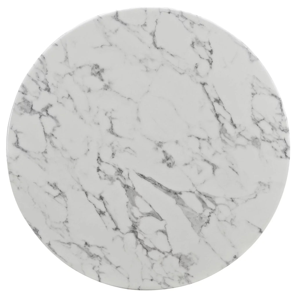 Round Artificial Marble Dining Table in White E9133