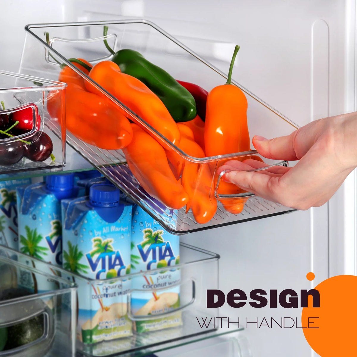 Set of 8 Stackable Plastic Refrigerator Organizer Bins W947