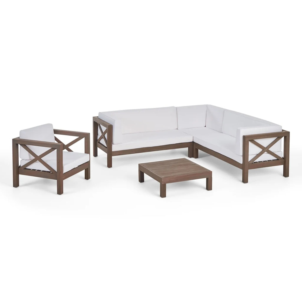 6 Seater Acacia Wood Sectional Sofa Set M7075