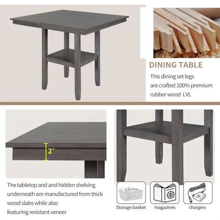 5 Piece Wooden Counter Height Dining Set Y503036