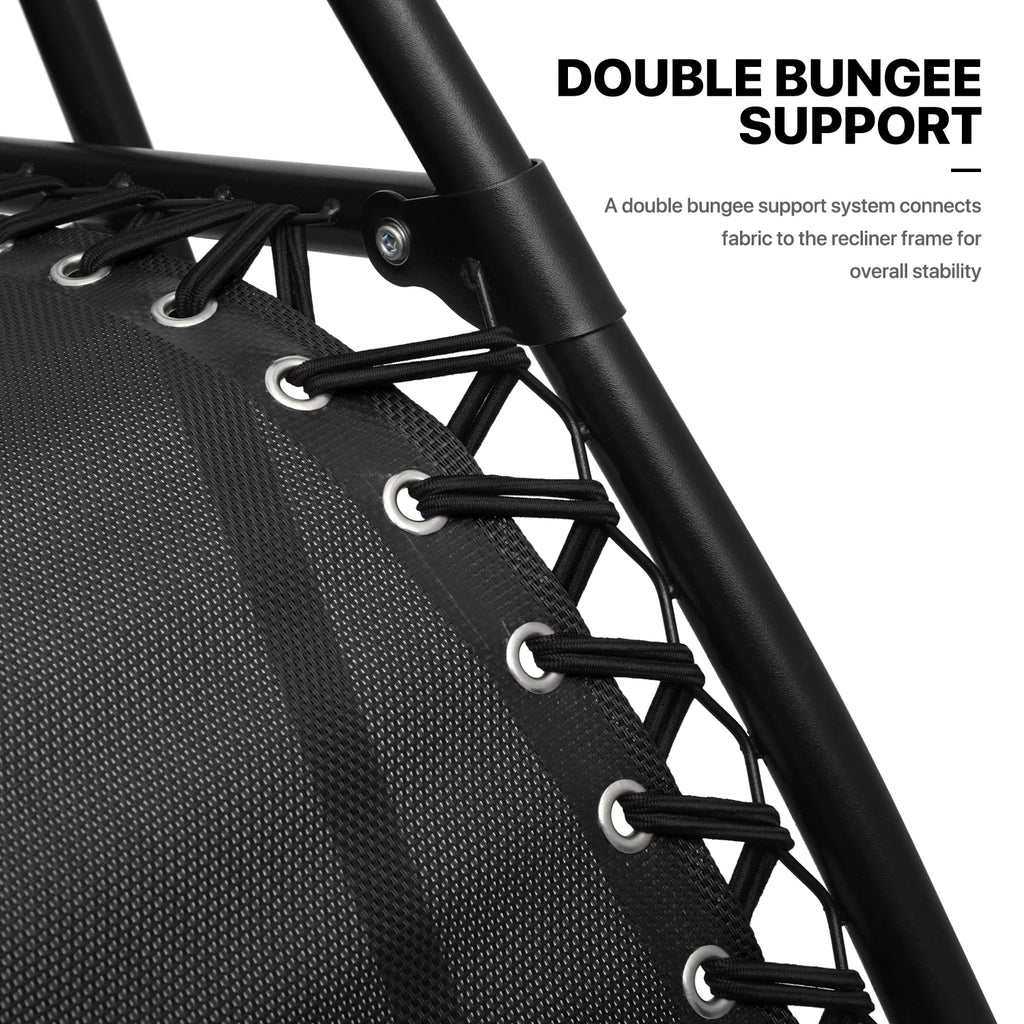 Black Zero Gravity Folding Lounge Chair and Side Table Set of 3 F537
