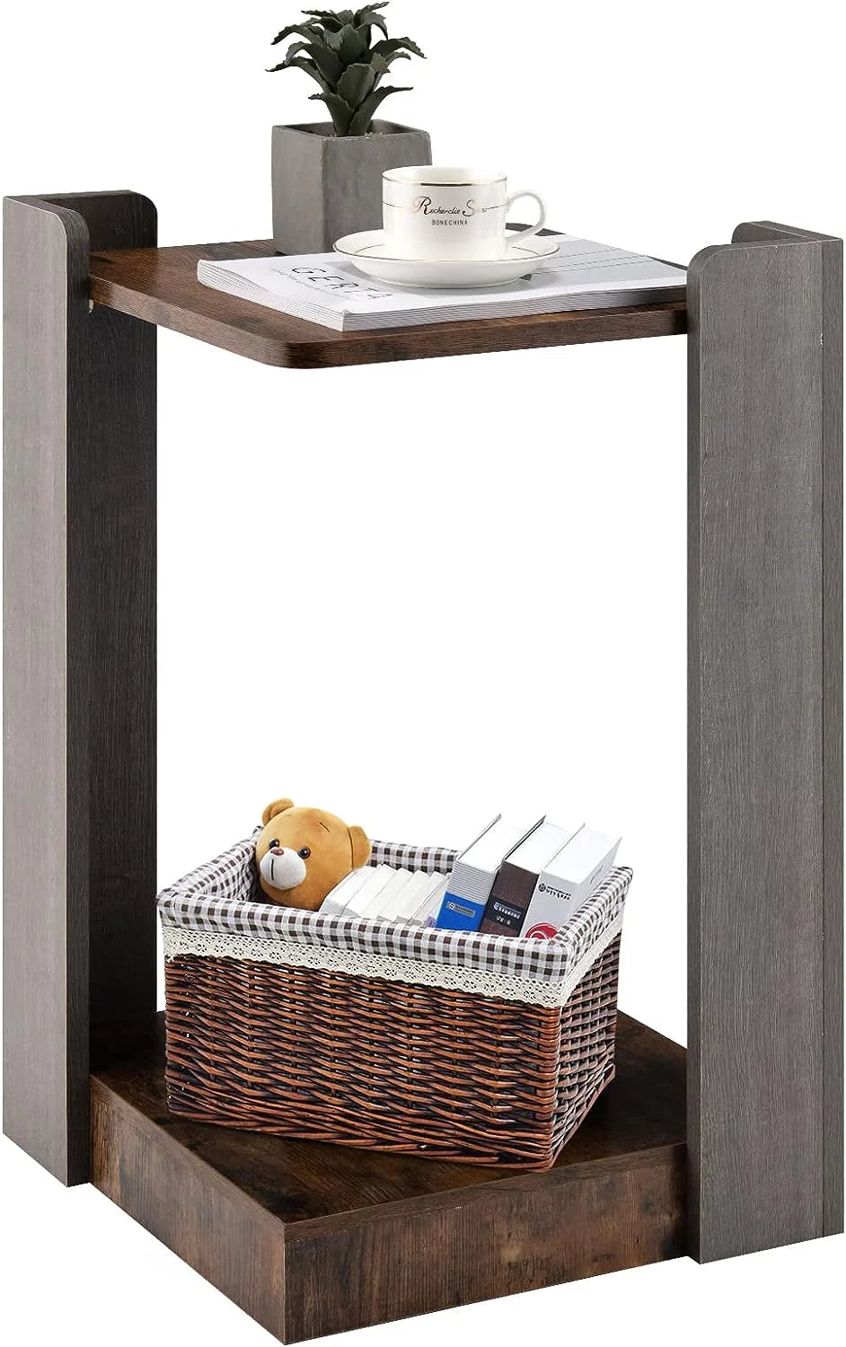 2-Tier Side Table with Open Storage Shelf F177170