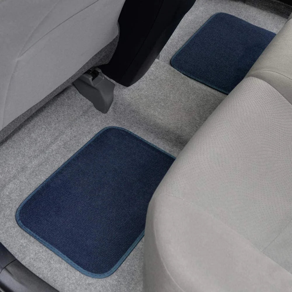 Blue 4PC Set of Carpet Car Floor Mats with Vinyl Heel Pad G97598