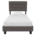 Dark Gray Linen Upholstered Bed with USB Port J856