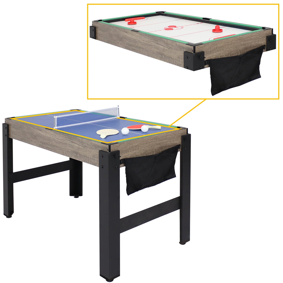 5-in-1 Multi-Game Table with Billiards, Push Hockey, Foosball, Ping Pong, and Basketball D306