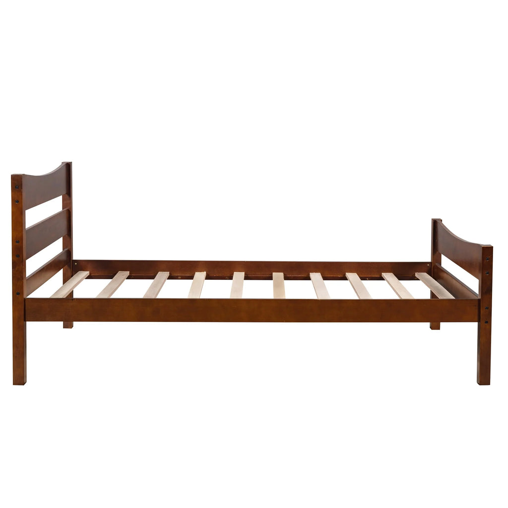 White Twin Size Wood Platform Bed with Headboard and Footboard P3648