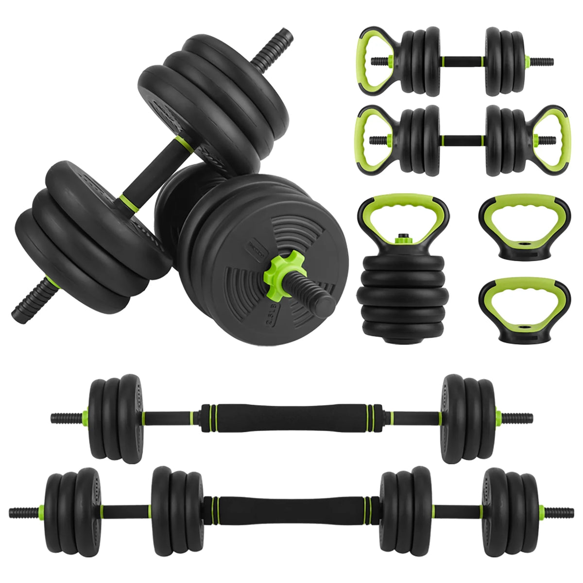 Adjustable 66LBS 88LBS 4 in1 Dumbbell Barbell Kettlebell Set A408266