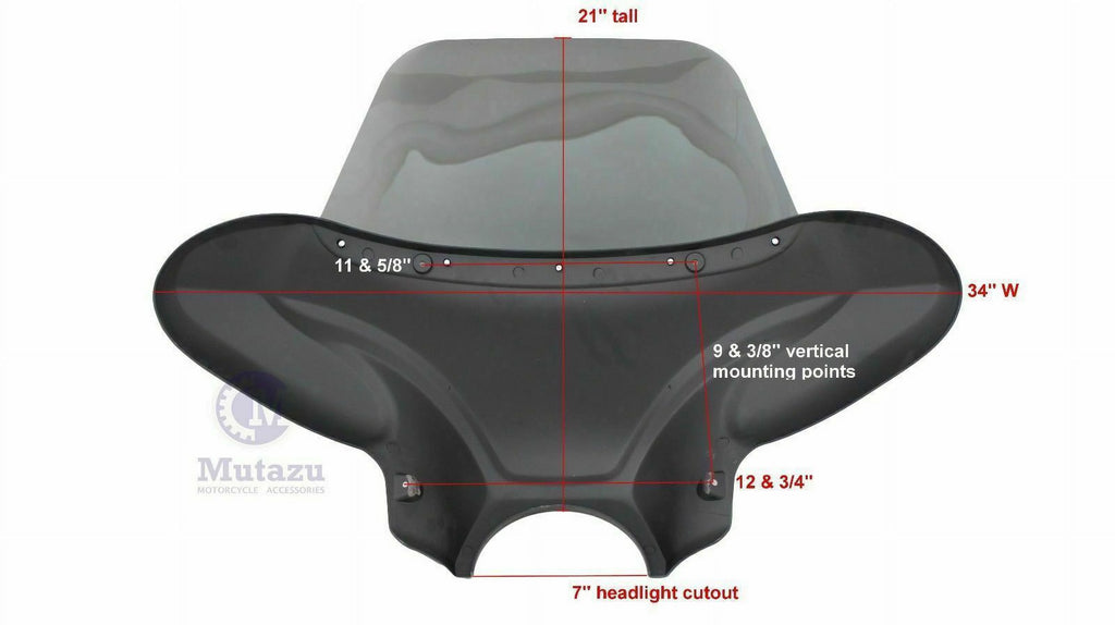 34" Red Cruiser Front Batwing Fairing with Tinted Windshield E595