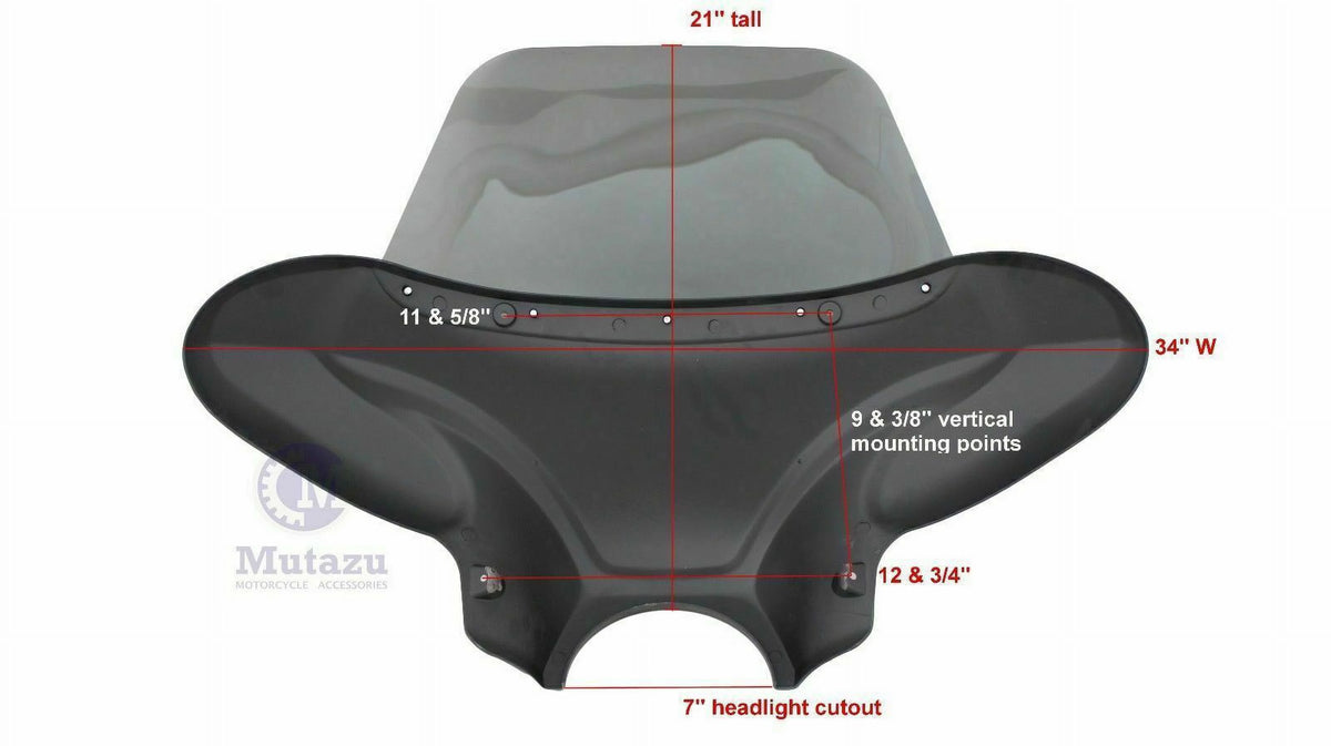 34" Red Cruiser Front Batwing Fairing with Tinted Windshield E595