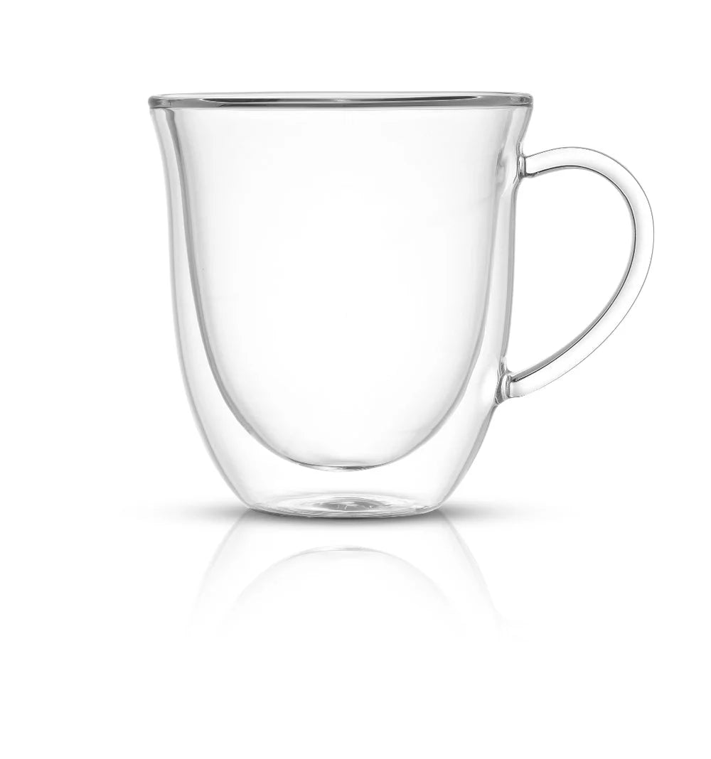 Glass Double Wall Insulated Coffee Mug Set of 2 13.5 oz Z21279
