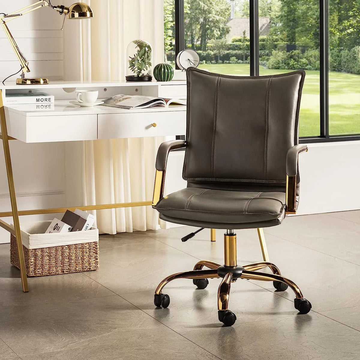 Faux Leather Adjustable Swivel Computer Chair K7764