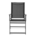 Black Steel and Sling Folding Outdoor Armchair Set of 2 K8514