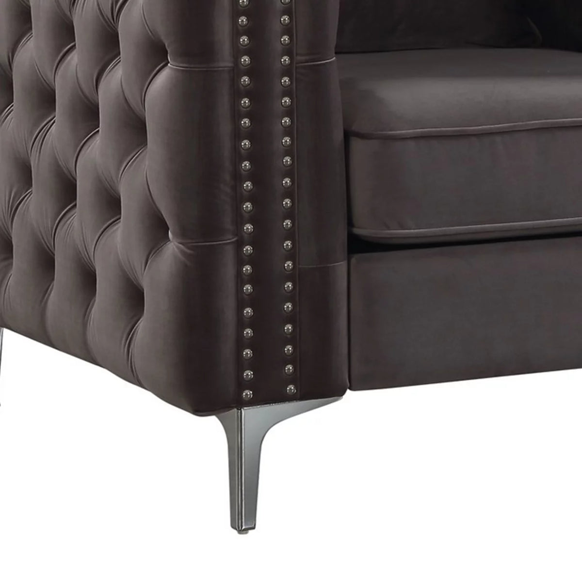 Gray Fabric Upholstered Wooden Sofa Chair with Throw Pillow P211