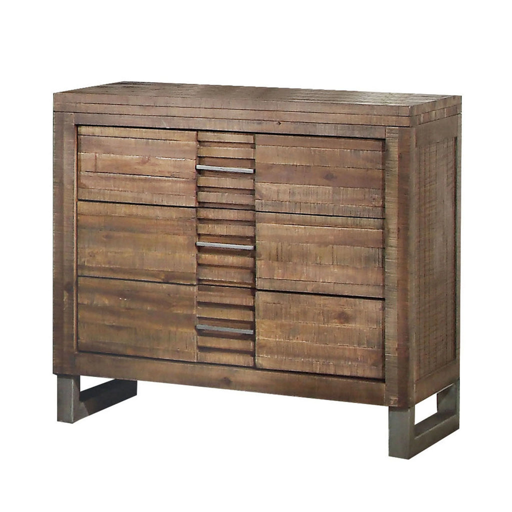 Reclaimed Oak Wood Nightstand with Metal Legs S875160